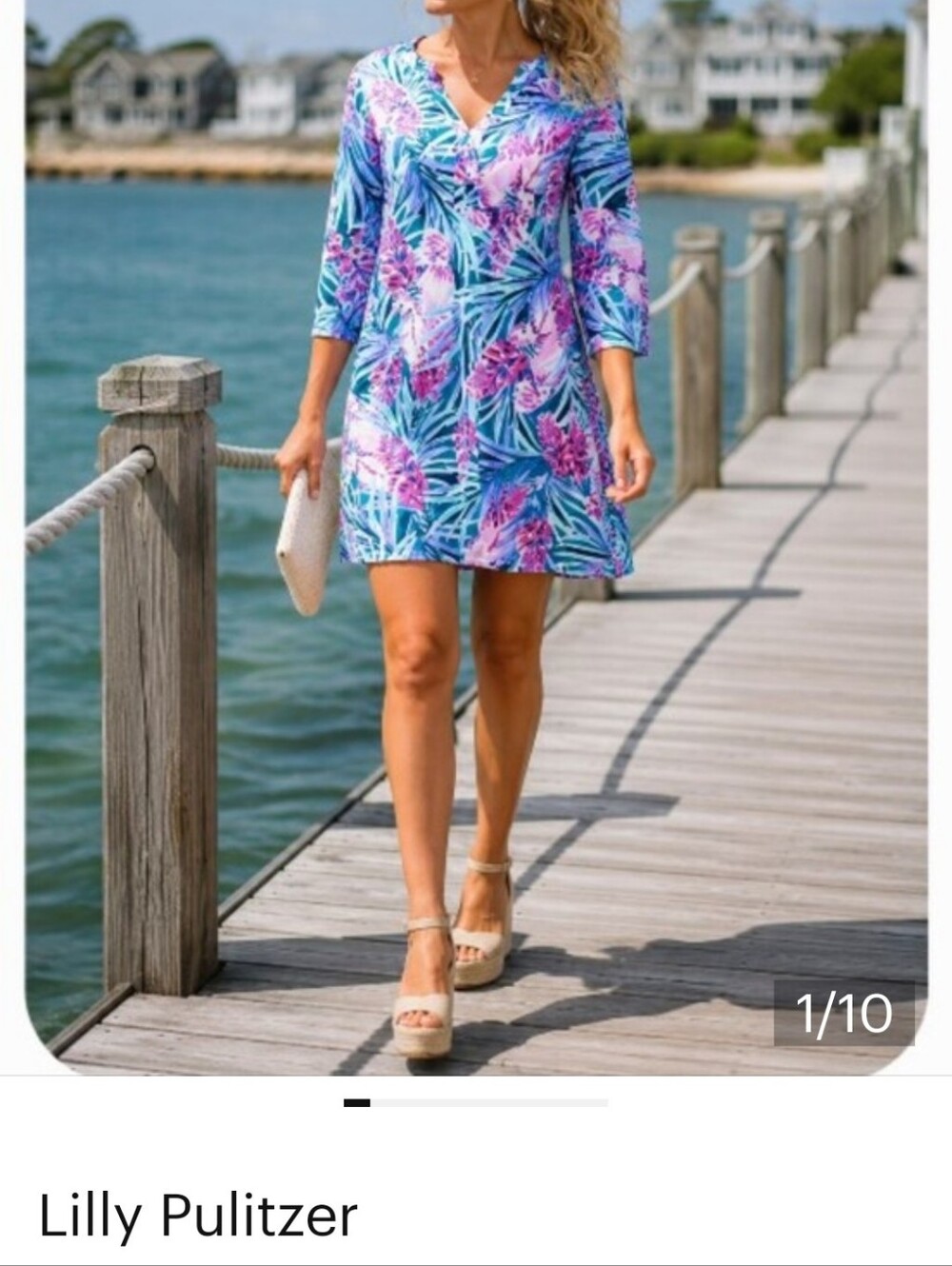 Lilly Pulitzer Banyan Tropical Floral Shift Dress in Blue & Pink